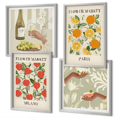 Wanddeko-set Blumenwein Mailand Paris