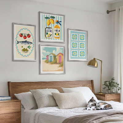 Polyptychon mit rahmen Illustrationen der mediterranen Küche