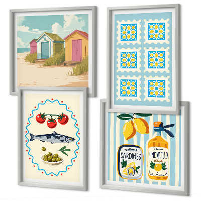 Polyptychon mit rahmen Illustrationen der mediterranen Küche