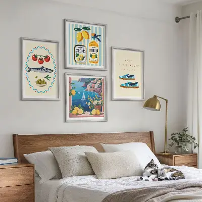 Wanddeko-Set mit italienischen Aromen und farbenfrohen Motiven
