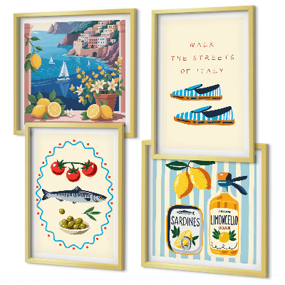 Wanddeko-set Italienische Aromen, farbenfrohe Bilder