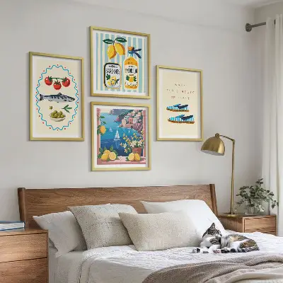 Wanddeko-Set mit italienischen Aromen und farbenfrohen Motiven