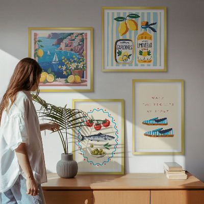 Wanddeko-set Italienische Aromen, farbenfrohe Bilder