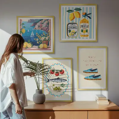 Wanddeko-Set mit italienischen Aromen und farbenfrohen Motiven