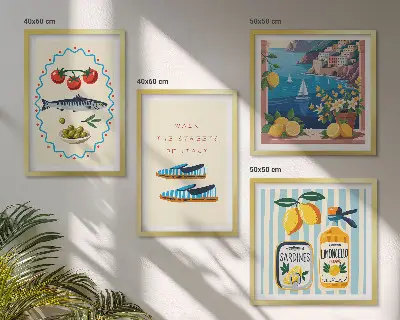 Wanddeko-Set mit italienischen Aromen und farbenfrohen Motiven