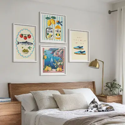 Wanddeko-Set mit italienischen Aromen und farbenfrohen Motiven