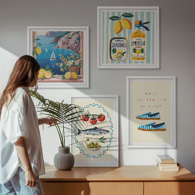 Wanddeko-set Italienische Aromen, farbenfrohe Bilder