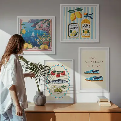 Wanddeko-Set mit italienischen Aromen und farbenfrohen Motiven