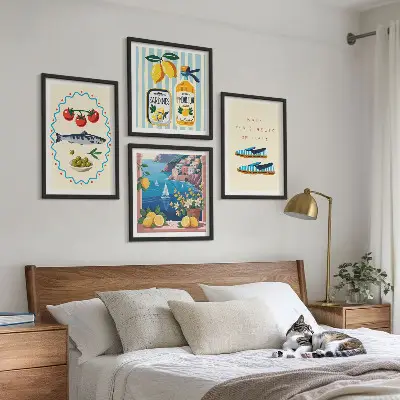 Wanddeko-Set mit italienischen Aromen und farbenfrohen Motiven