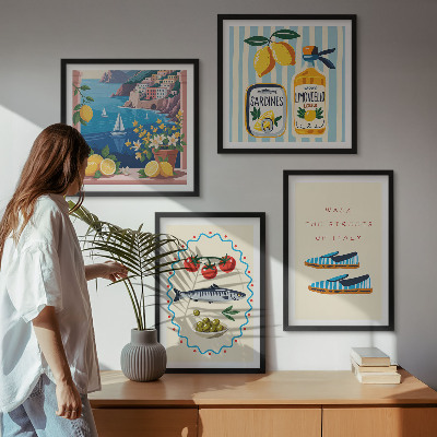 Wanddeko-set Italienische Aromen, farbenfrohe Bilder