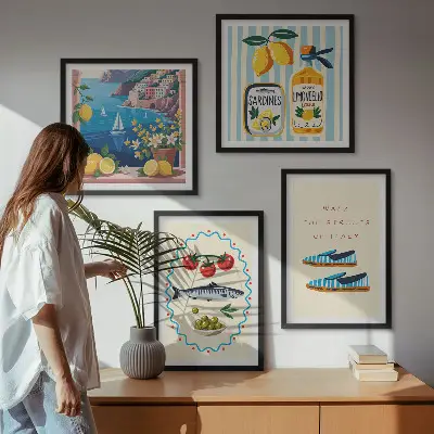 Wanddeko-Set mit italienischen Aromen und farbenfrohen Motiven