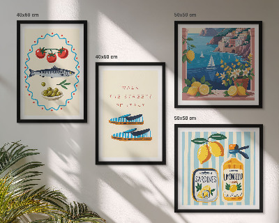 Wanddeko-set Italienische Aromen, farbenfrohe Bilder