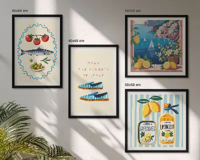 Wanddeko-Set mit italienischen Aromen und farbenfrohen Motiven