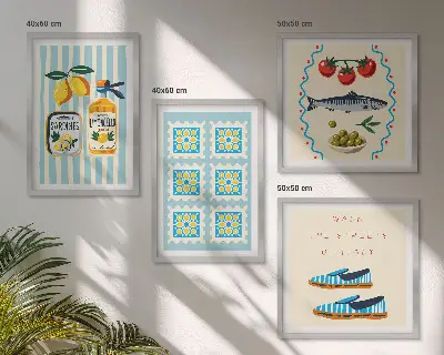 Polyptychon mit Rahmen mit Fruchtmotiven im italienischen Stil