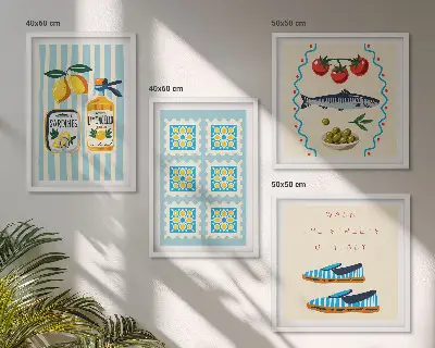 Polyptychon mit Rahmen mit Fruchtmotiven im italienischen Stil