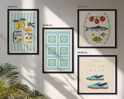 Polyptychon mit Rahmen mit Fruchtmotiven im italienischen Stil