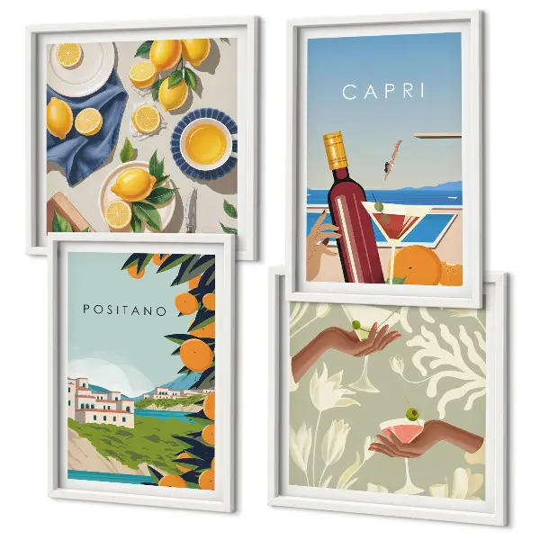 Wanddeko-Set mit italienischem Zitronenmotiv aus Capri
