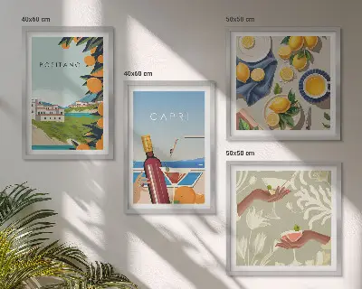Wanddeko-Set mit italienischem Zitronenmotiv aus Capri