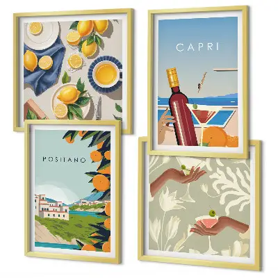 Wanddeko-Set mit italienischem Zitronenmotiv aus Capri