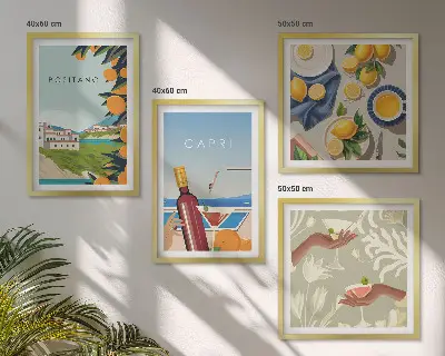 Wanddeko-Set mit italienischem Zitronenmotiv aus Capri