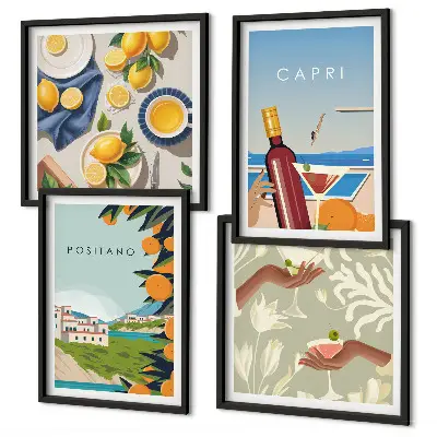 Wanddeko-Set mit italienischem Zitronenmotiv aus Capri