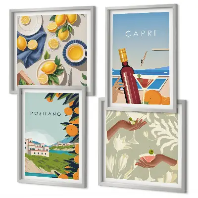 Wanddeko-Set mit italienischem Zitronenmotiv aus Capri