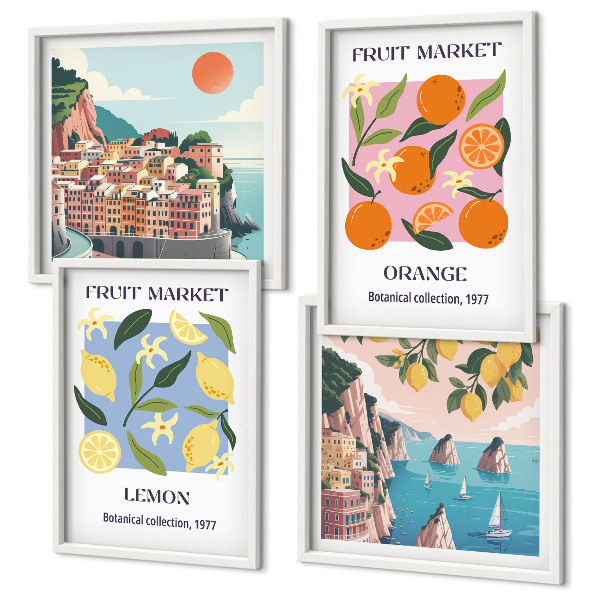 Polyptychon mit rahmen Obstposter Zitronen Orangen