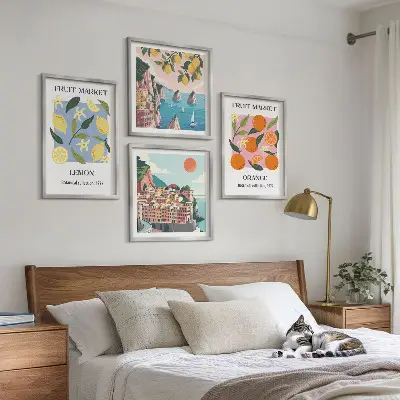 Obstposter Zitronen und Orangen als Polyptychon mit Rahmen