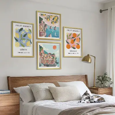 Obstposter Zitronen und Orangen als Polyptychon mit Rahmen
