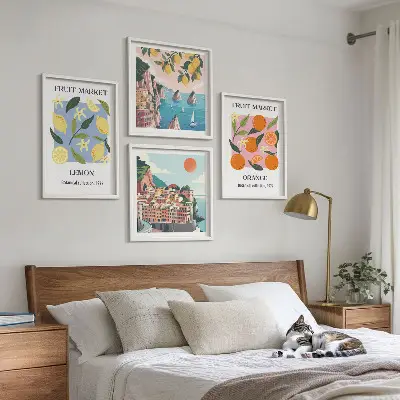 Obstposter Zitronen und Orangen als Polyptychon mit Rahmen
