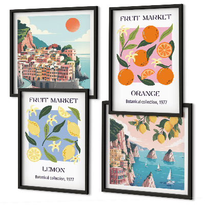Polyptychon mit rahmen Obstposter Zitronen Orangen
