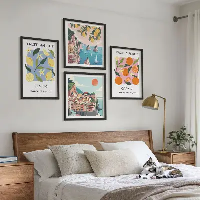 Obstposter Zitronen und Orangen als Polyptychon mit Rahmen