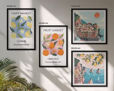 Polyptychon mit rahmen Obstposter Zitronen Orangen