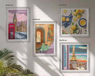 Wanddeko-Set Stadtansichten von Paris und London in Frankreich