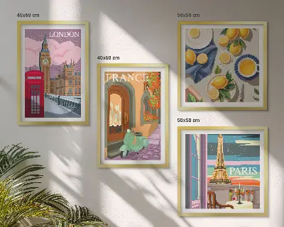 Wanddeko-Set Stadtansichten von Paris und London in Frankreich