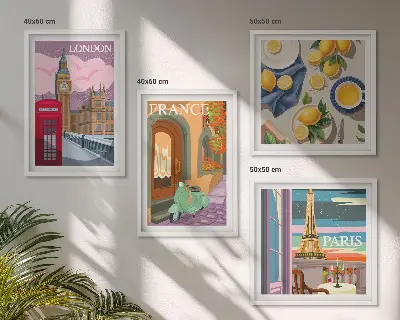 Wanddeko-Set Stadtansichten von Paris und London in Frankreich