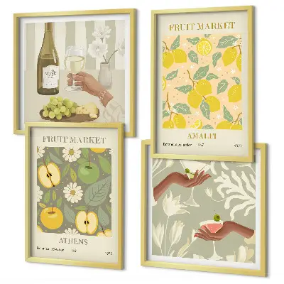 Wanddeko-Set fruchtige Muster mit italienischem Wein