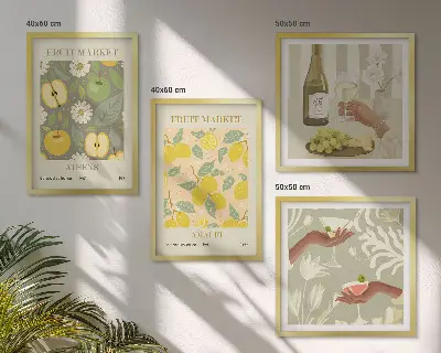Wanddeko-Set fruchtige Muster mit italienischem Wein