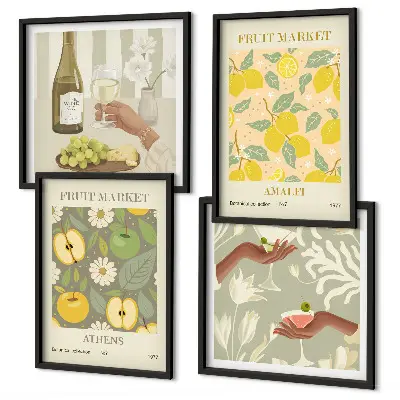 Wanddeko-Set fruchtige Muster mit italienischem Wein
