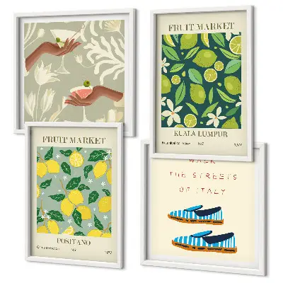 Italienisches Poster mit Fruchtmotiven als gerahmtes Polyptychon