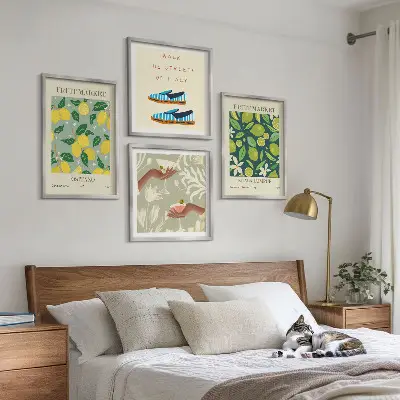 Italienisches Poster mit Fruchtmotiven als gerahmtes Polyptychon