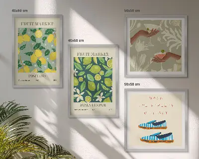 Italienisches Poster mit Fruchtmotiven als gerahmtes Polyptychon