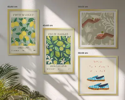 Italienisches Poster mit Fruchtmotiven als gerahmtes Polyptychon