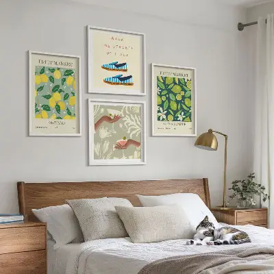 Italienisches Poster mit Fruchtmotiven als gerahmtes Polyptychon