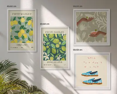 Italienisches Poster mit Fruchtmotiven als gerahmtes Polyptychon