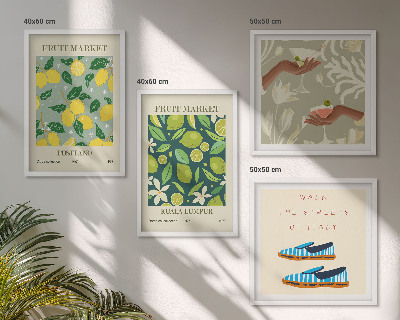 Polyptychon mit rahmen Italienische Poster mit Fruchtmotiven