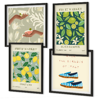 Polyptychon mit rahmen Italienische Poster mit Fruchtmotiven
