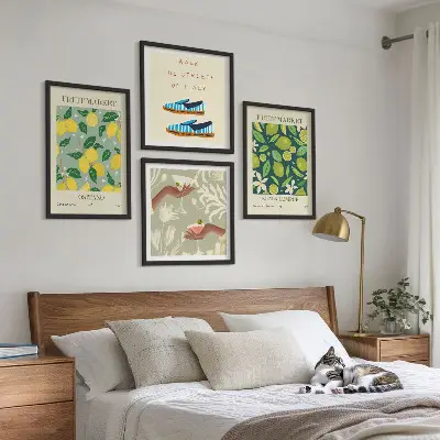 Italienisches Poster mit Fruchtmotiven als gerahmtes Polyptychon