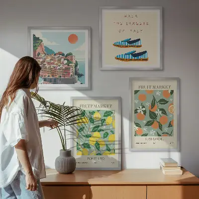 Wanddeko-Set mit Fruchtmotiven im italienischen Stil