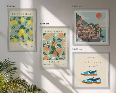 Wanddeko-Set mit Fruchtmotiven im italienischen Stil